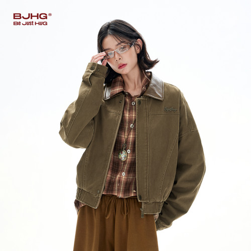 复古系列BJHG不计后果美式工装夹克外套女款秋季新款潮牌短款上衣 - 图2