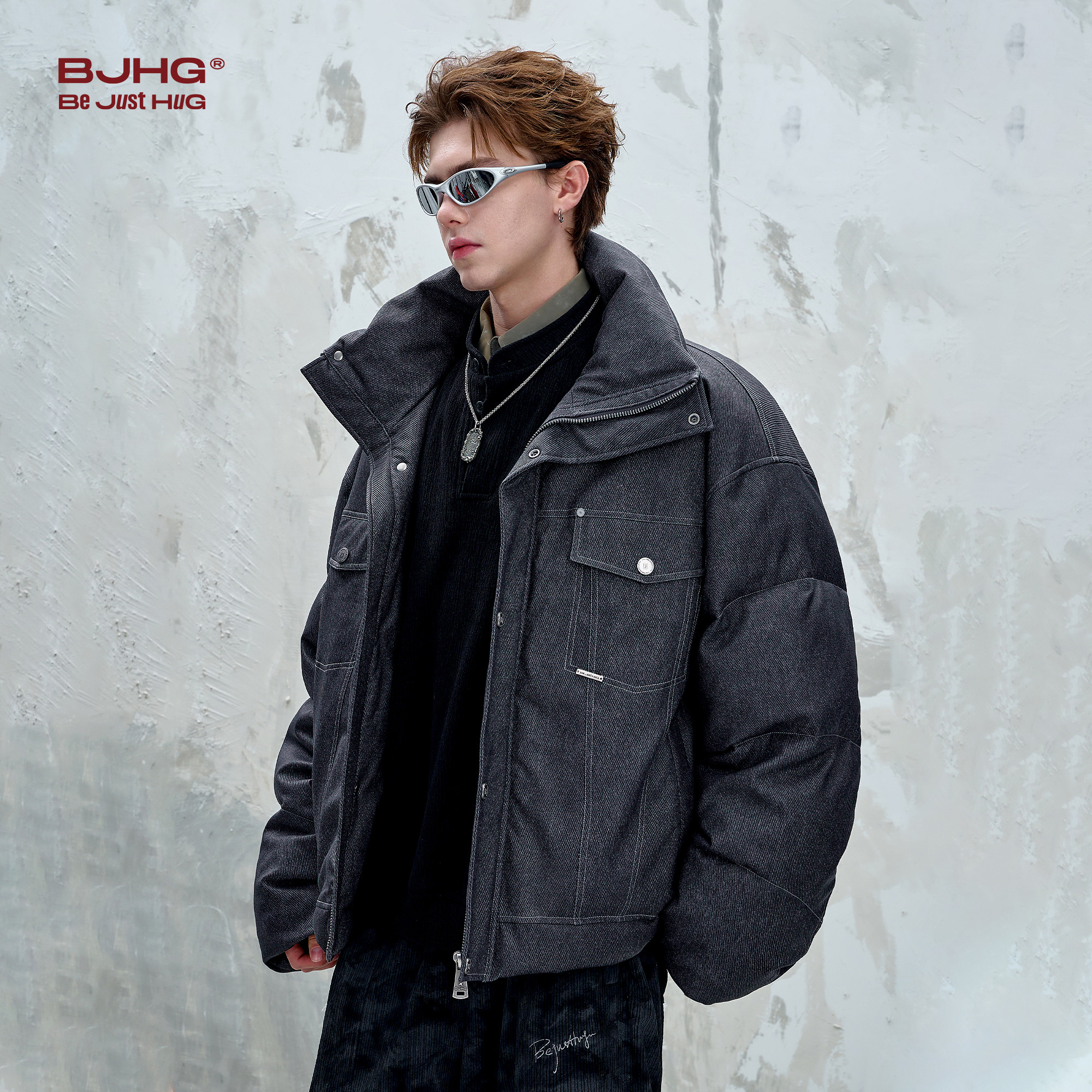 BJHG不计后果仿牛仔棉服外套男款冬装设计感工装夹克棉衣PU皮棉袄,淘宝优惠券,粉丝福利购,淘宝优惠卷