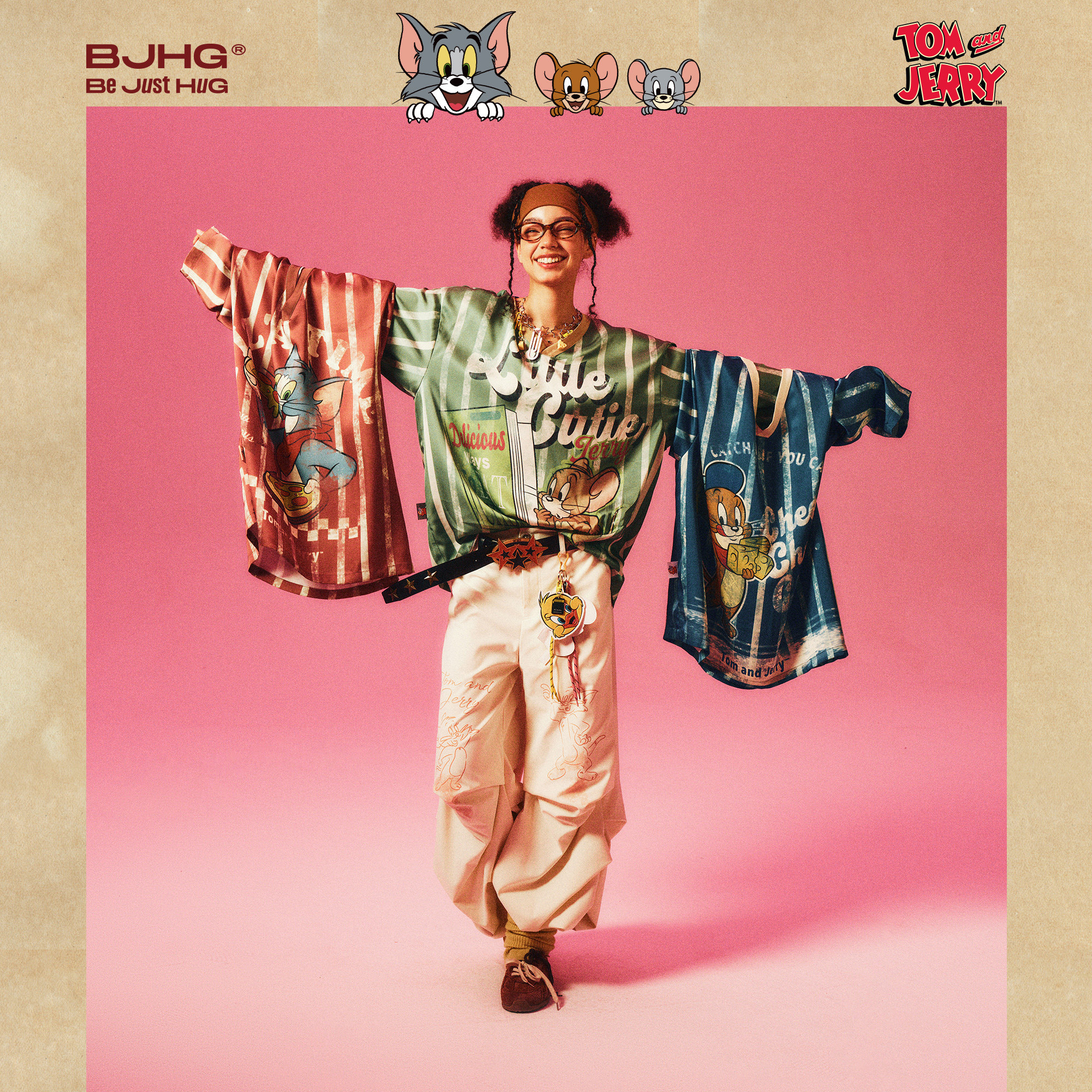 【猫和老鼠联名】BJHG不计后果V领长袖t恤女款秋季运动休闲球衣女,淘宝优惠券,粉丝福利购,淘宝优惠卷