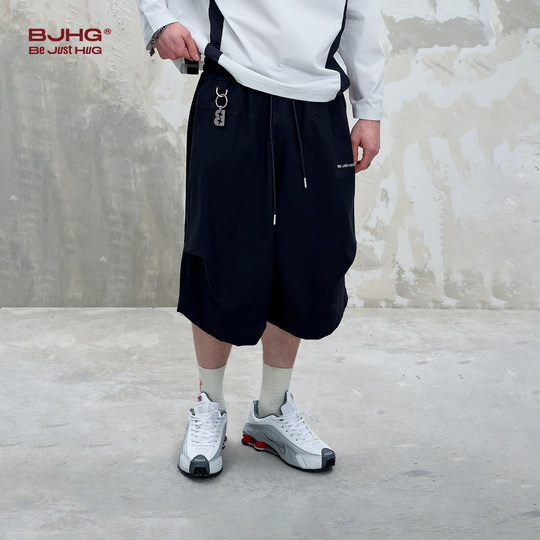 BJHG不计后果休闲短裤男款夏季2025新款直筒宽松运动简约七分裤子