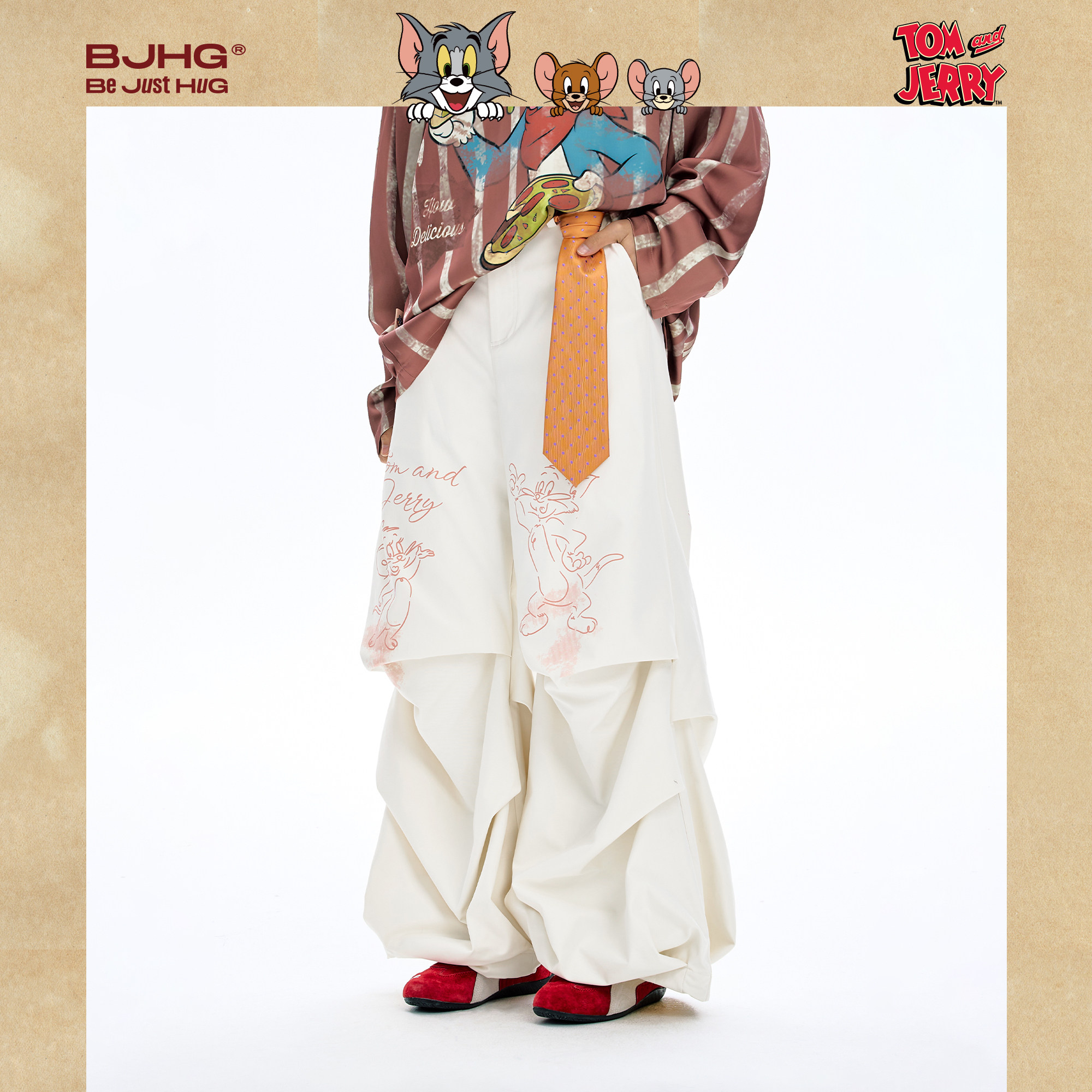 【猫和老鼠联名】BJHG不计后果休闲裤子男款春美式复古伞兵裤子女,淘宝优惠券,粉丝福利购,淘宝优惠卷