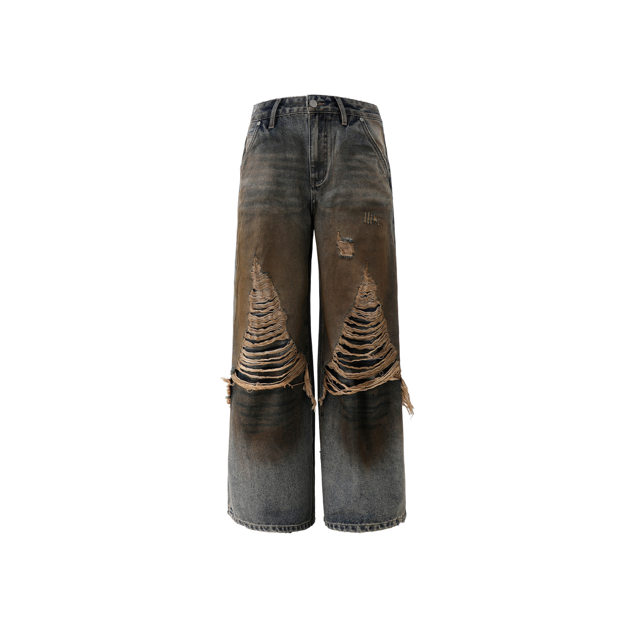 BJHG不计后果复古水洗做旧破洞牛仔裤男春季美式直筒阔腿休闲裤女,淘宝优惠券,粉丝福利购,淘宝优惠卷