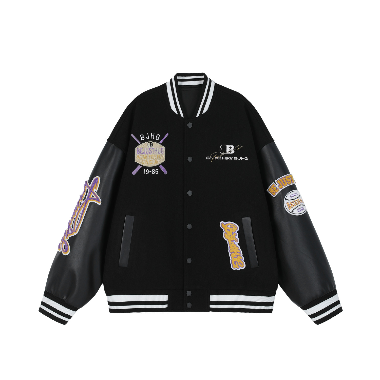 BJHG不计后果泽西风美式棒球服外套男女款秋冬季潮牌复古痞帅夹克,淘宝优惠券,粉丝福利购,淘宝优惠卷