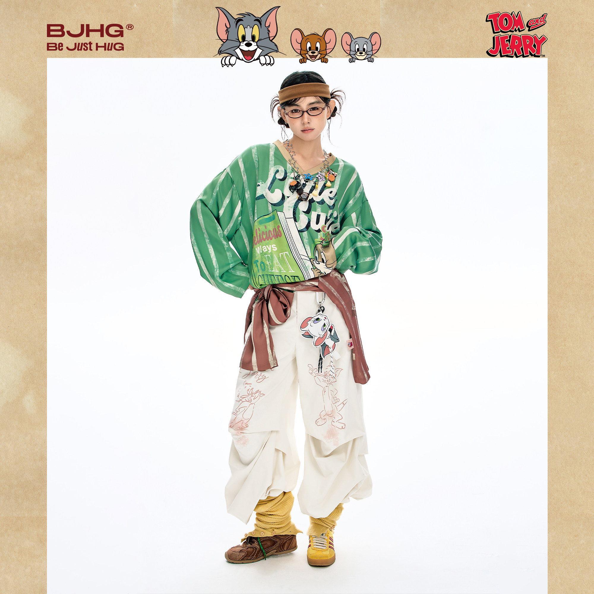 【猫和老鼠联名】BJHG不计后果休闲裤子男款春美式复古伞兵裤子女,淘宝优惠券,粉丝福利购,淘宝优惠卷