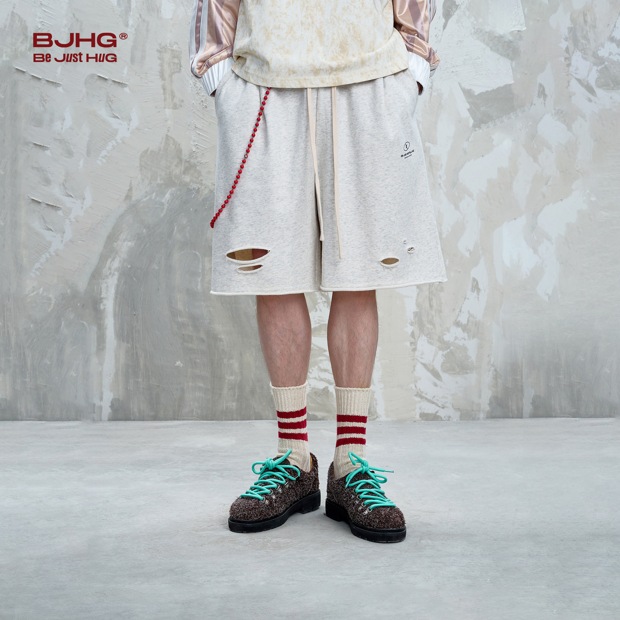 BJHG不计后果美式破洞男士短裤夏季2025新款复古宽松休闲五分裤子,淘宝优惠券,粉丝福利购,淘宝优惠卷