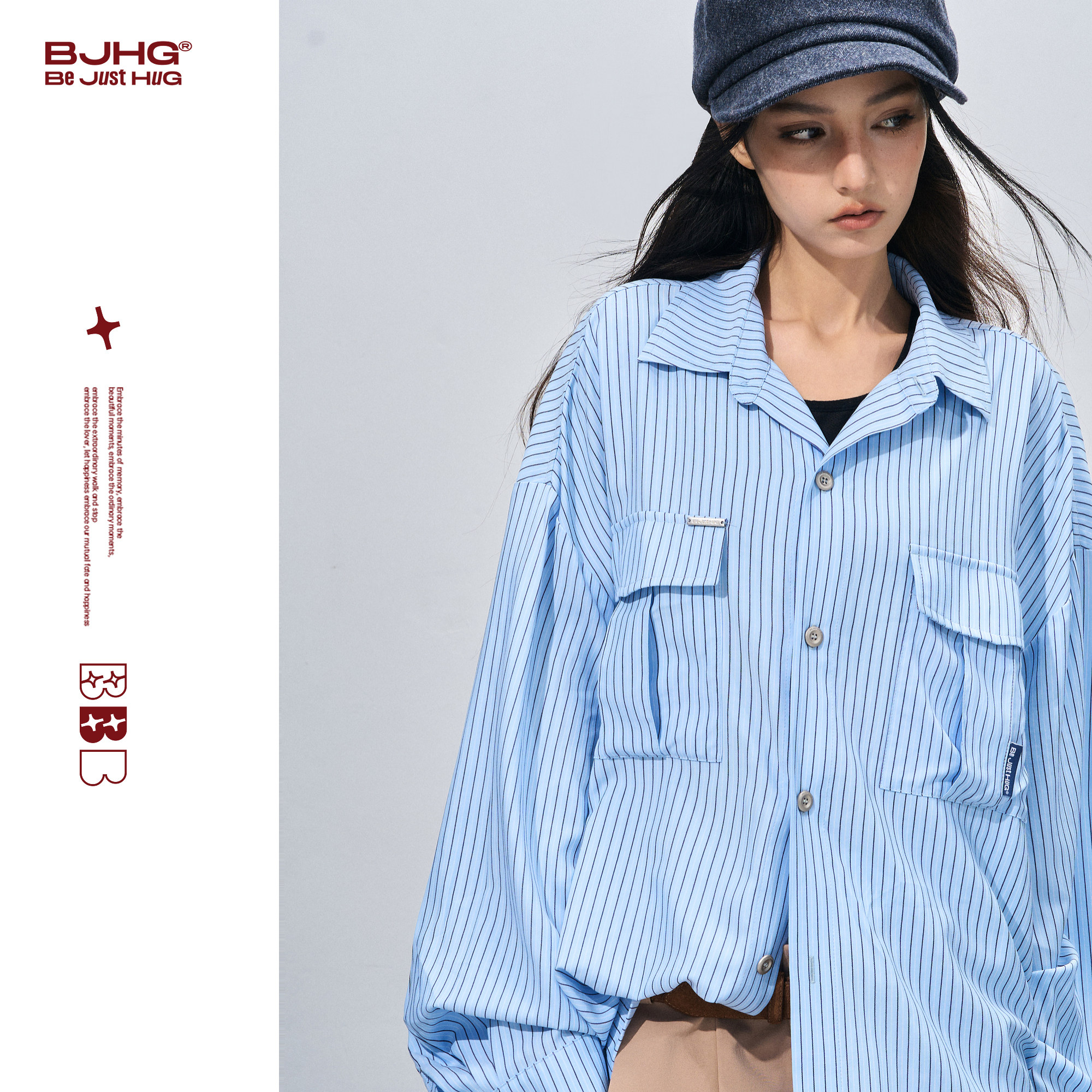 BJHG不计后果条纹衬衫外套男女款春季美式宽松休闲慵懒风情侣衬衣,淘宝优惠券,粉丝福利购,淘宝优惠卷