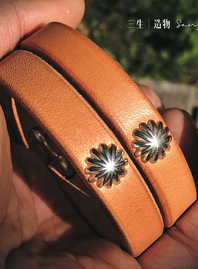 925银手链牛皮手工制作阿美咔叽