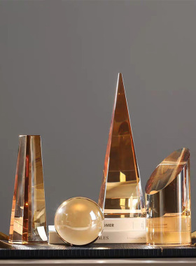 现代简约北欧创意几何水晶家居摆件酒柜玄关办公室样板间轻奢优选