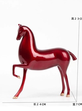 新中式树脂红马工艺品摆件家居玄关客厅软装样板房书房办公室装饰