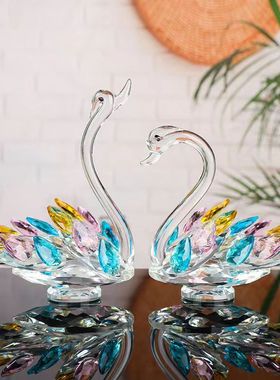 水晶天鹅橱窗装饰品家居摆件