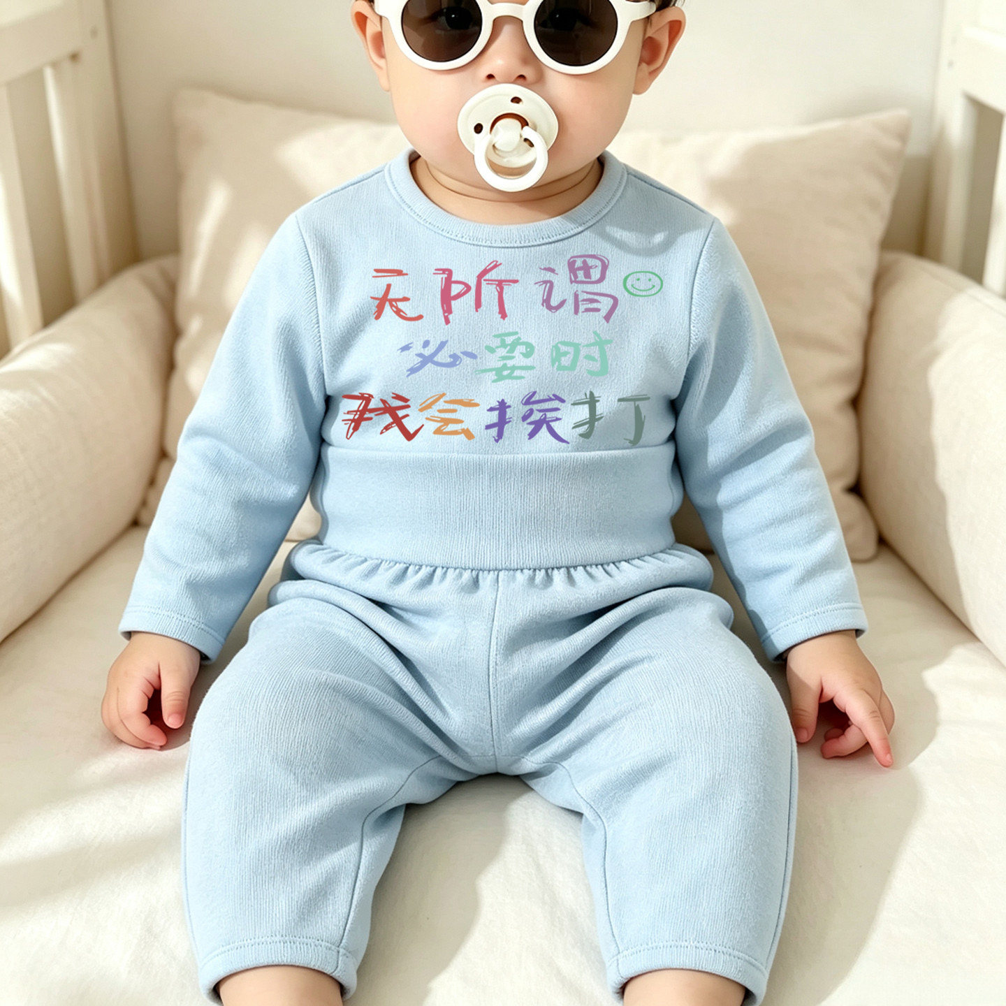 Home clothes double-sided German velvet autumn clothes long underwear set children's baby high-waist belly pants baby pajamas set