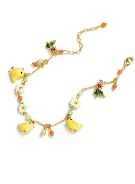 小萌鸡雏菊手链时尚可爱ins风小众设计画珐琅艺术饰品春季新品