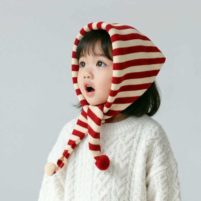 儿童围巾秋冬季男童女童条纹披肩宝宝围脖保暖三角巾包头护耳护脖,淘宝优惠券,粉丝福利购,淘宝优惠卷