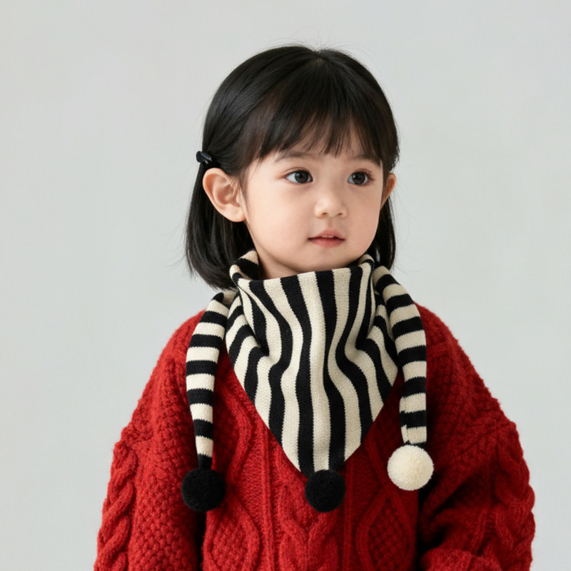 儿童围巾秋冬季男童女童条纹披肩宝宝围脖保暖三角巾包头护耳护脖,淘宝优惠券,粉丝福利购,淘宝优惠卷