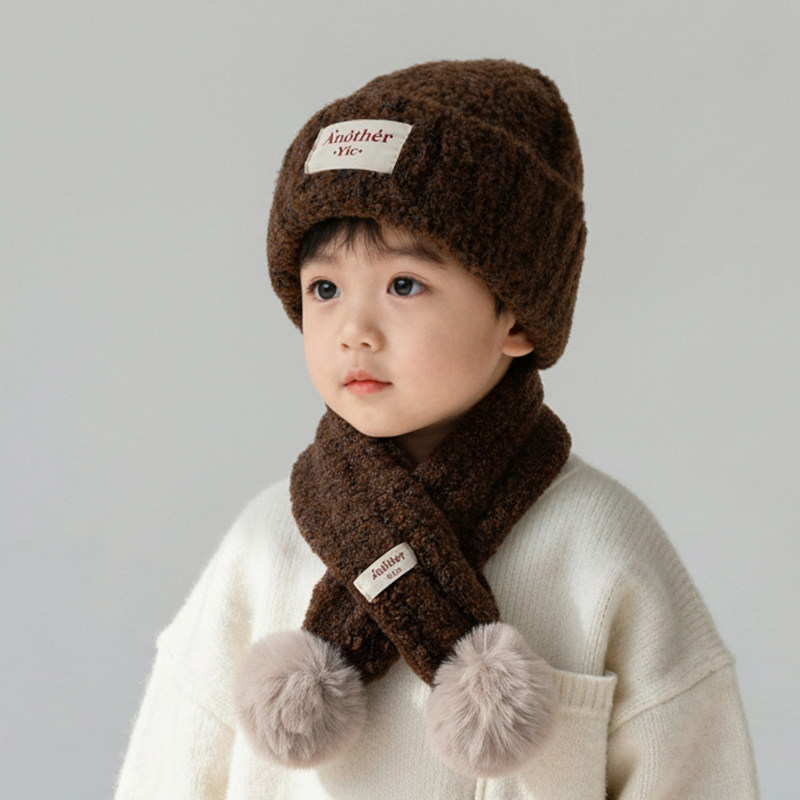 儿童毛线帽围巾两件套秋冬季宝宝帽子男童女童套头帽针织帽保暖帽,淘宝优惠券,粉丝福利购,淘宝优惠卷
