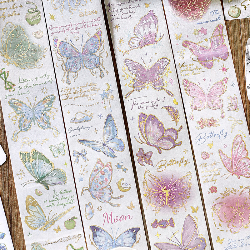 信的恋人 烫金和纸胶带分装 缤纷梦蝶系列 4款选蝴蝶主题素材贴纸,淘宝优惠券,粉丝福利购,淘宝优惠卷