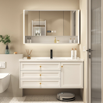 Bath Room Cabinet Composition Ceramic Integrated Basin Solid Wood Handwashing Washbasin Cabinet Smart Toilet Wash Terrace Modern Brief
