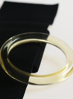 新品特惠 东海老料柠檬黄水晶光面细款手镯 小清新圆润扁镯冰透