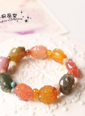 糖果色回纹珠玛瑙手编本命年红绳