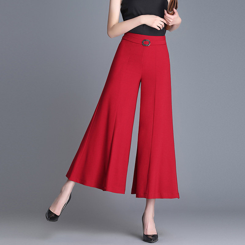 夏季九分垂感小个子麻纱雪纺裙裤 伊蚨休闲裤