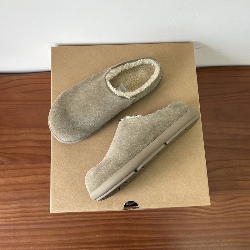 河南桑坡羊毛皮毛一体真皮小土豆全包勃肯鞋包头半拖鞋雪地靴男女 - 图2