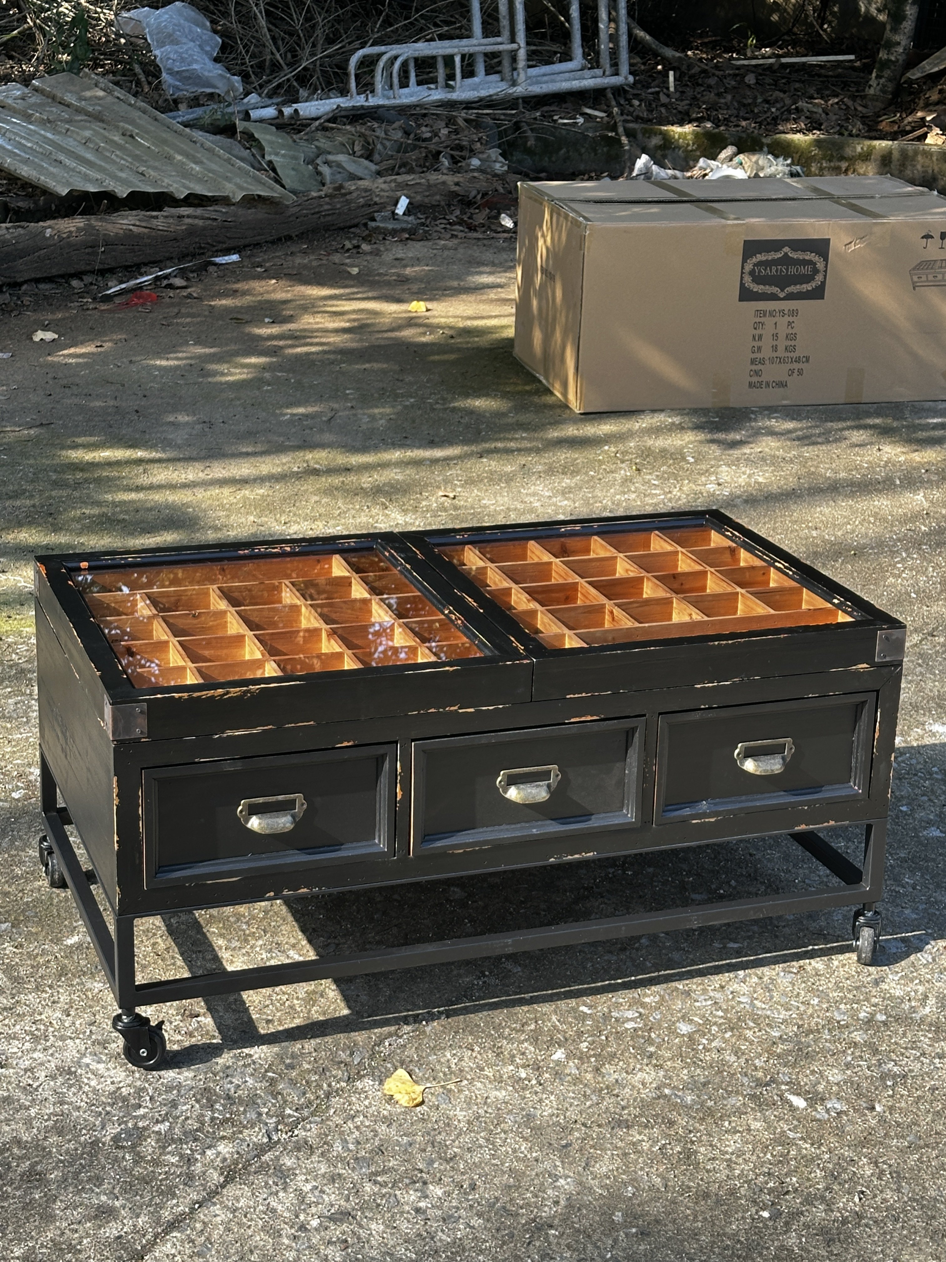 特价！超酷创意中古风实木复古双面六抽屉多格藏宝柜咖啡桌茶几,淘宝优惠券,粉丝福利购,淘宝优惠卷