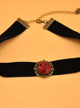 复古公主宫廷风格丝绒女哥特颈链