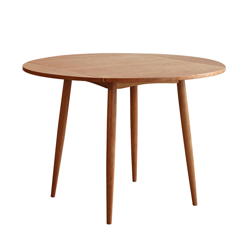 北欧实木折叠圆桌家用小户型樱桃木可伸缩方桌方圆两用餐桌椅组合