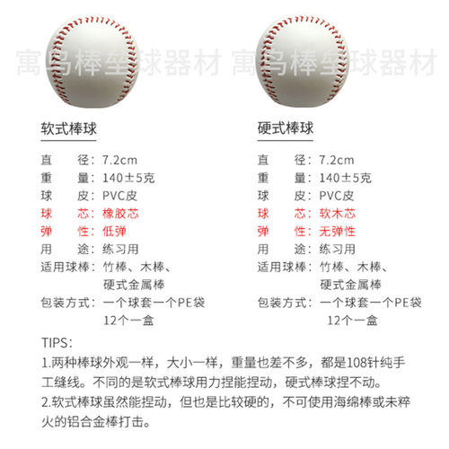 寓鸟标准棒球9英寸缝线球成人练习比赛用9号硬式软式训练棒球 - 图0