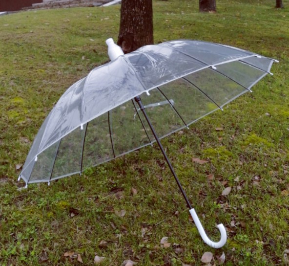 带防水套16骨自动弯钩透明雨伞女网红长柄透明伞小清新雨伞可印字 - 图3