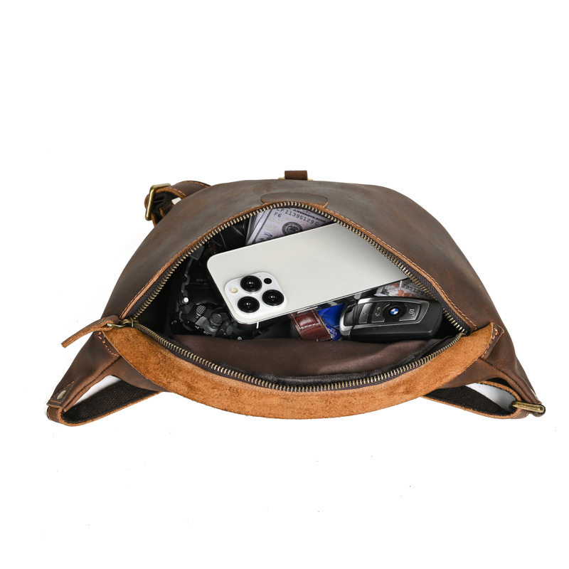 疯马皮复古男士腰包真皮户外运动单肩斜挎包大容量休闲手机包,淘宝优惠券,粉丝福利购,淘宝优惠卷