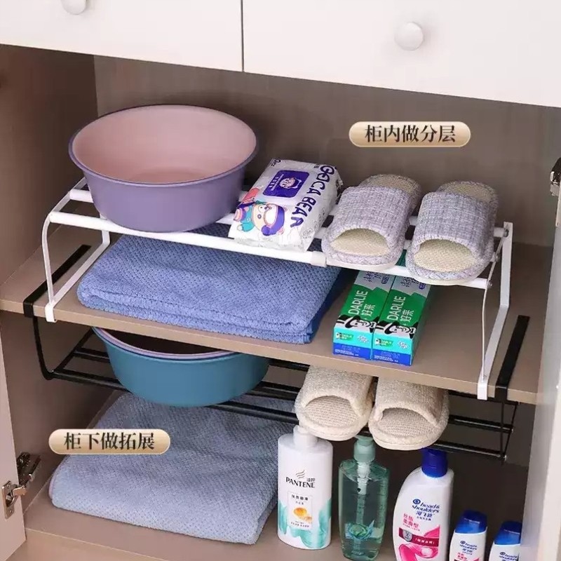 【一架多用】可伸缩脸盆挂架鞋柜分层隔板鞋架省空间玄关置物托,淘宝优惠券,粉丝福利购,淘宝优惠卷