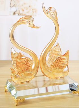 电视柜新居乔迁结婚礼物水晶天鹅