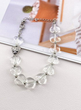 桃心心形手链时尚小众