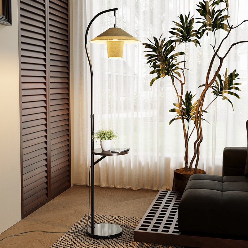 中古风落地灯客厅沙发旁边几置物架一体高级感氛围卧室床头柜带灯,淘宝优惠券,粉丝福利购,淘宝优惠卷