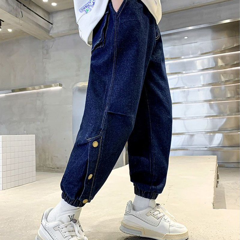 男童牛仔裤2025春秋新款儿童裤子韩版休闲裤洋气运动裤炸街束脚裤,淘宝优惠券,粉丝福利购,淘宝优惠卷