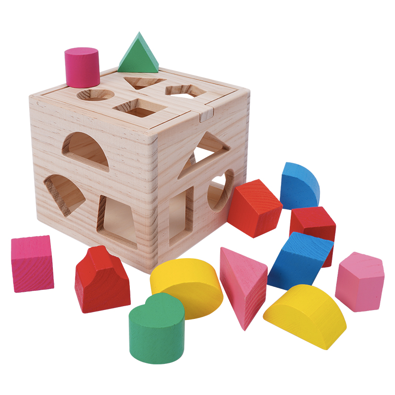 立体形状配对智力盒教具几何木盒子蒙氏玩具益智镶嵌图形洞积木箱 - 图3