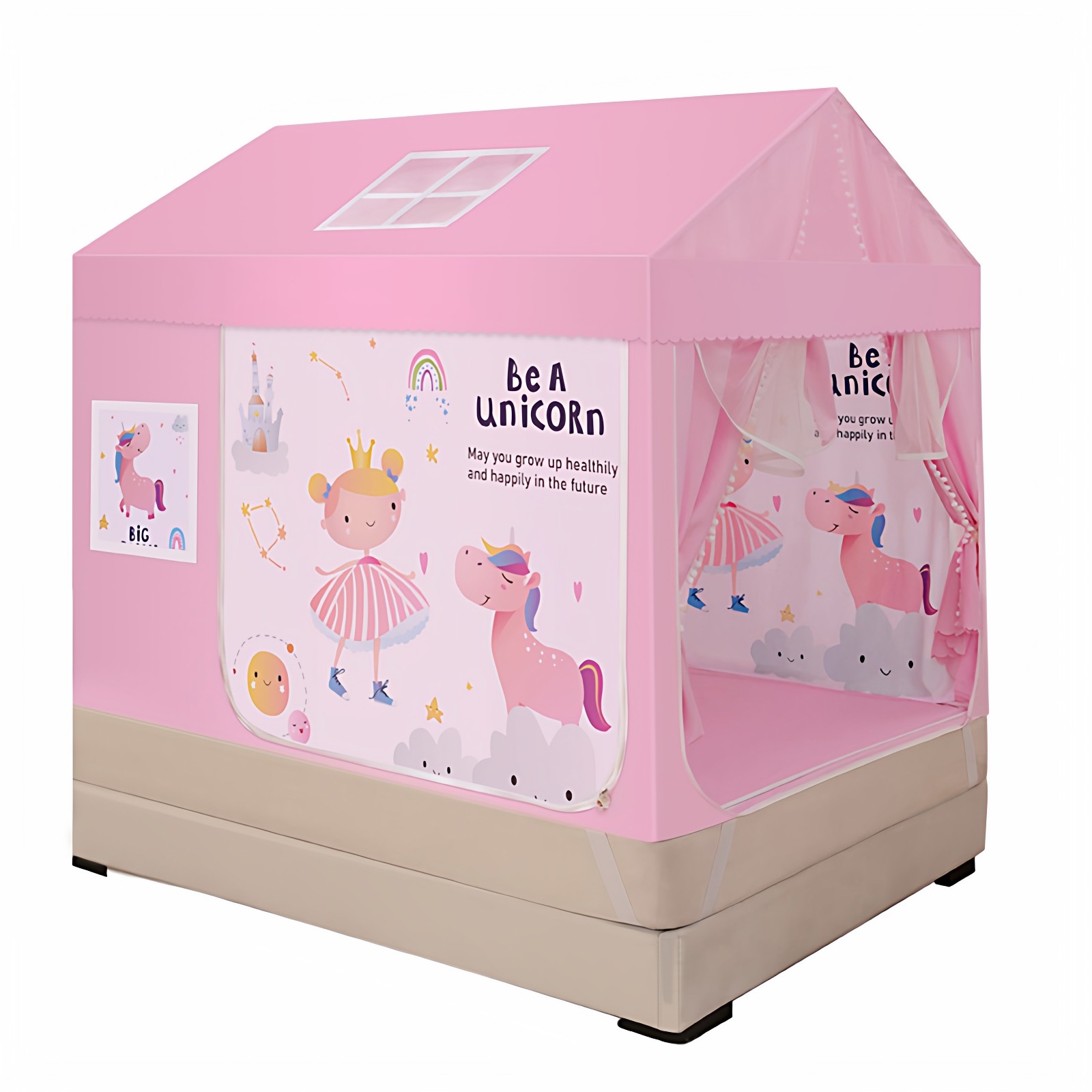 防摔蚊帐防止婴儿掉床2025新款家用卧室公主风遮光床帘床幔游戏屋,淘宝优惠券,粉丝福利购,淘宝优惠卷