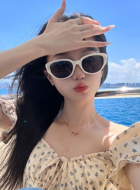 高级欧美小框白色旅游简约太阳镜