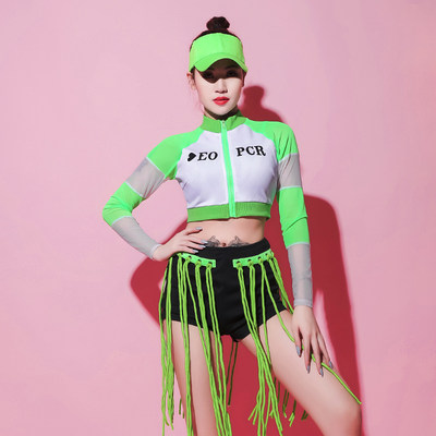 啦啦队演出服女套装大学生团体舞蹈服爵士舞服装成人性感ds演出服 虎窝淘