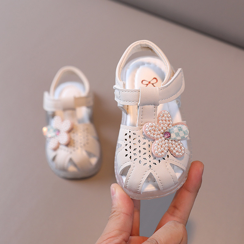 女童夏季凉鞋公主鞋儿童学步鞋女宝宝软底防滑包头防踢0-3岁童鞋