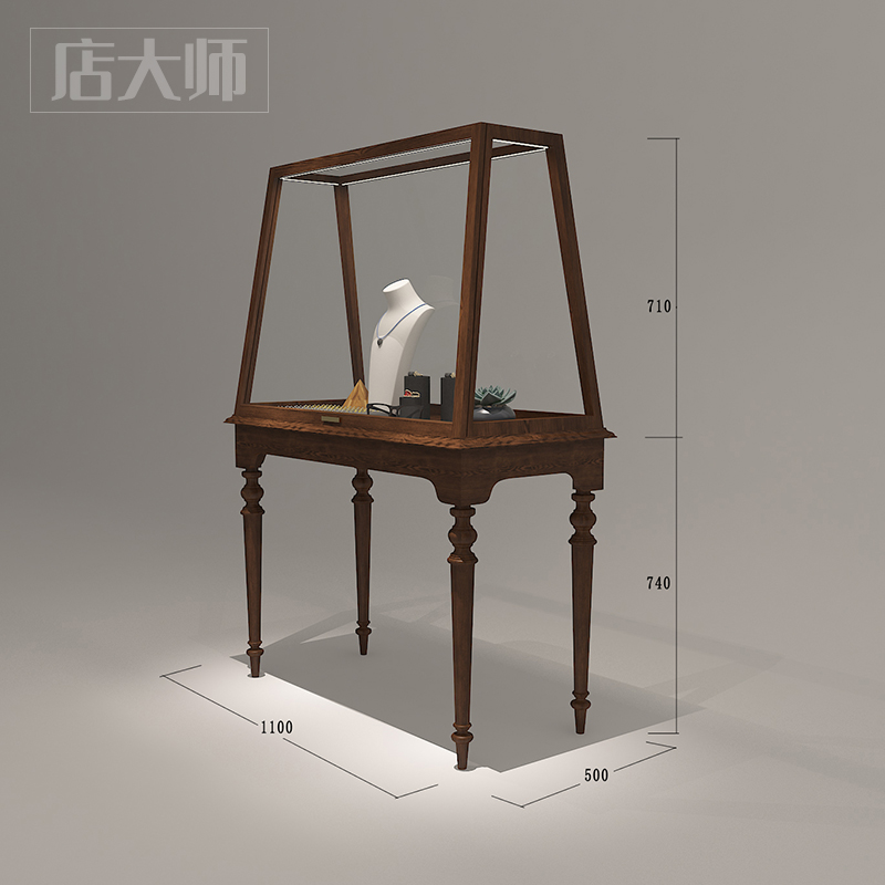 美式复古中古首饰柜台珠宝展示柜陈列柜博物馆玉器展览玻璃中岛柜