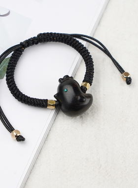 隐山檀木生肖萌鸡手工手链情侣