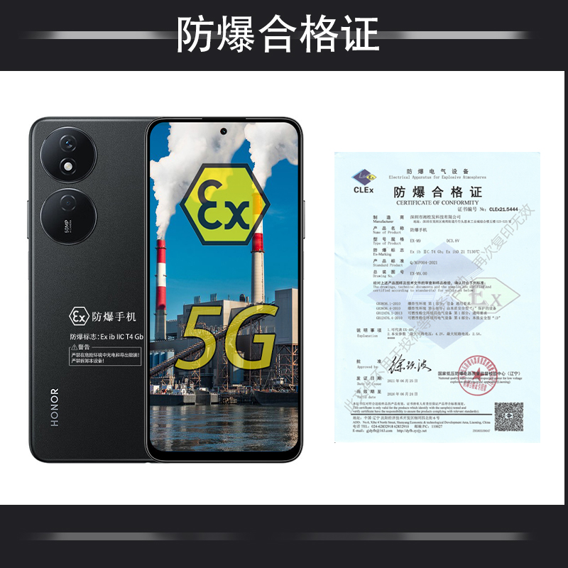 Play8T 5G 6000mAh长续航 5000万像素 定制防爆手机化工厂医药EX工业油库专用 防爆定制版（带证书） 荣耀 - 图2