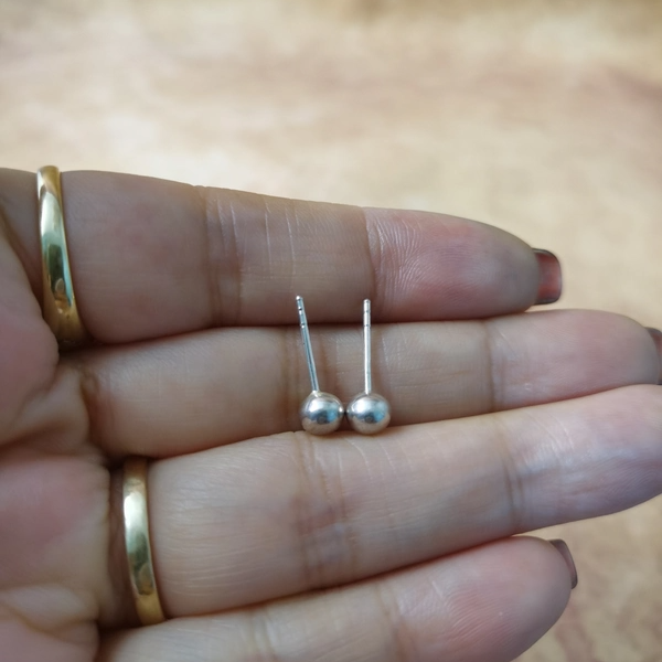 Vintage中古欧洲回流925银素银豆豆耳钉5mm,淘宝优惠券,粉丝福利购,淘宝优惠卷