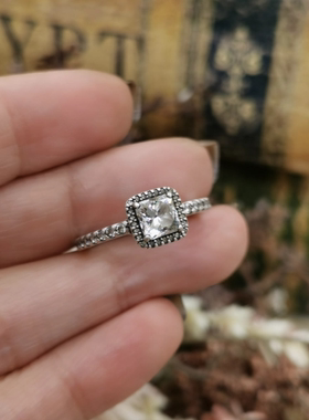 Vintage中古欧洲回流925银锆石戒指15号
