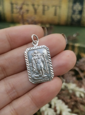 Vintage中古欧洲回流925银克里斯托夫守护者吊坠