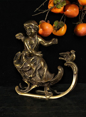 vintage西洋古董黄铜复古摆件ins拍摄欧美桌面精品软装天使工艺品