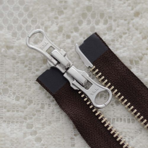 金属拉锁 5号古银双开拉链咖啡织带40-105cm 羽绒服门襟链条 - 图1