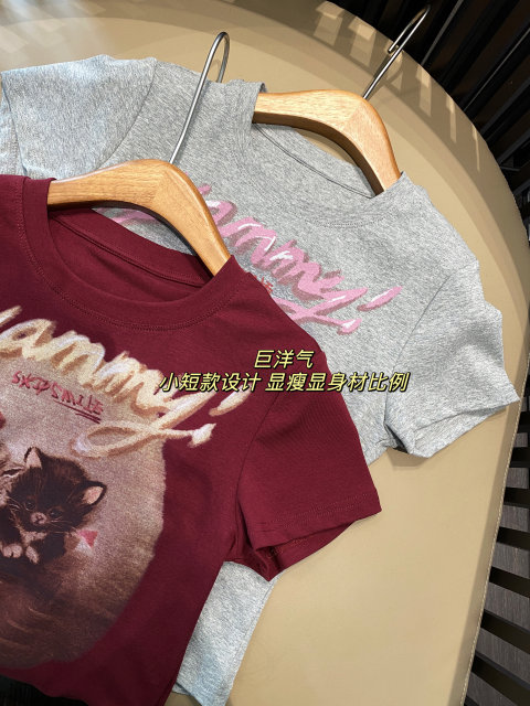 AMR UU ເດັກຍິງຮ້ອນ T-shirt, ແບບຕ່າງປະເທດຂະຫນາດໃຫຍ່, ແບບສັ້ນ, cat ງາມ, ພິມຫຼຸດຜ່ອນອາຍຸ, slimming ສັ້ນແມ່ຍິງ summer ຮູບແບບໃຫມ່